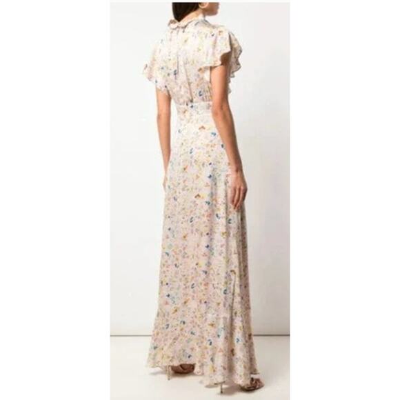 Cynthia Rowley Talia Dress Flutter Sleeve Maxi 12 DAMAGED - Picture 2 of 11